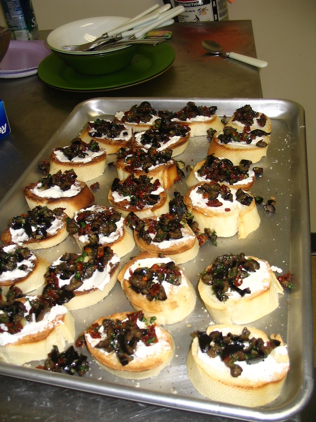 Olive tapenade and goat cheese toasts (Eat Me. Drink Me.)
