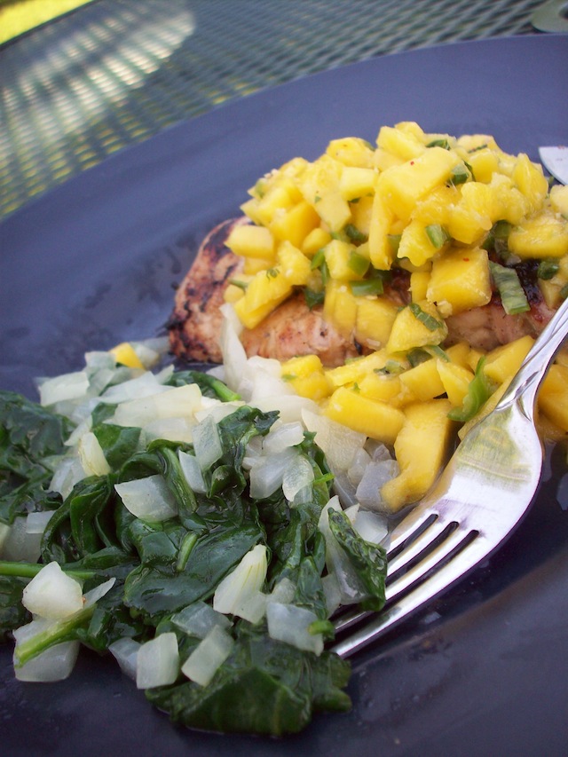 Grilled pork chops with mango chutney (Eat Me. Drink Me.)