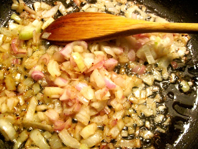 Onions in bacon drippings (Eat Me. Drink Me.)