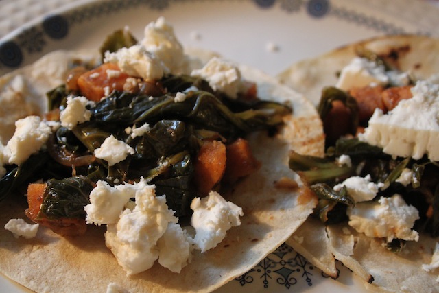 Tacos with sweet potato and collards (Eat me. Drink Me.)