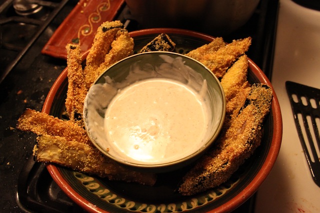 Fried eggplant with buttermilk-garlic sauce (Eat Me. Drink Me.)