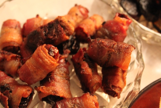 dates and prunes wrapped in bacon (Eat Me. Drink Me.)