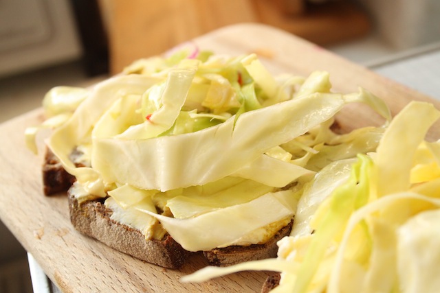 a + b = open-faced slaw sandwiches (Eat Me. Drink Me.)