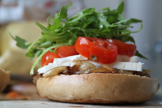 arugula, tomato and caramelized onion sandwich (Eat Me. Drink Me.)