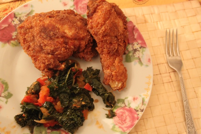 fried chicken and greens (Eat Me. Drink Me.)