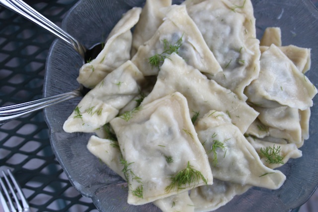 Vegetarian pelmeny with butter and dill (Eat Me. Drink Me.)