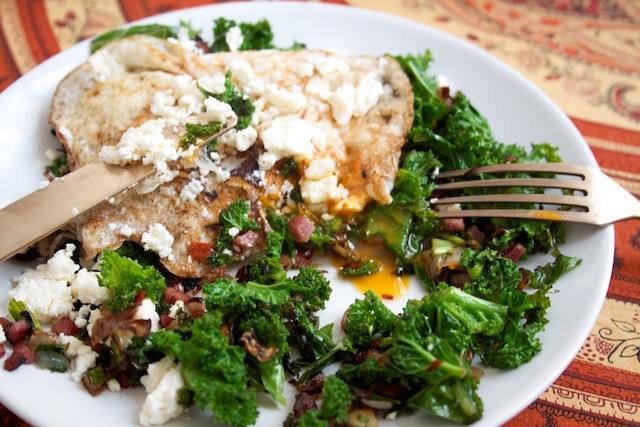 Kale and over-easy egg (Eat Me. Drink Me.)