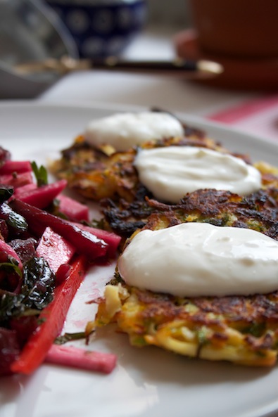 Carrot and celeriac fritters with yogurt (Eat Me. Drink Me.)