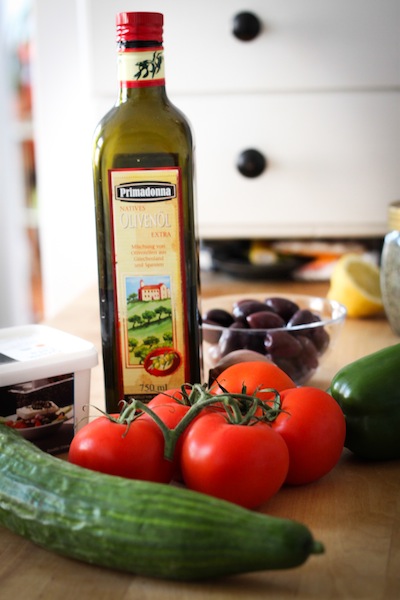 Ingredients for Greek salad (Eat Me. Drink Me.)