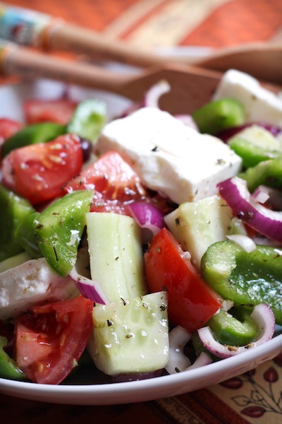 Tomatoes, green pepper, feta, cucumber, red onion (Eat Me. Drink Me.)