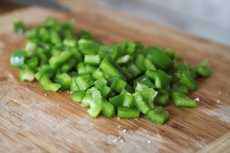 Chopped green peppers (Eat Me. Drink Me.)