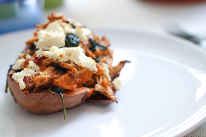 Spinach and Chipotle Chicken Sweet Potato Skins (Eat Me. Drink Me.)