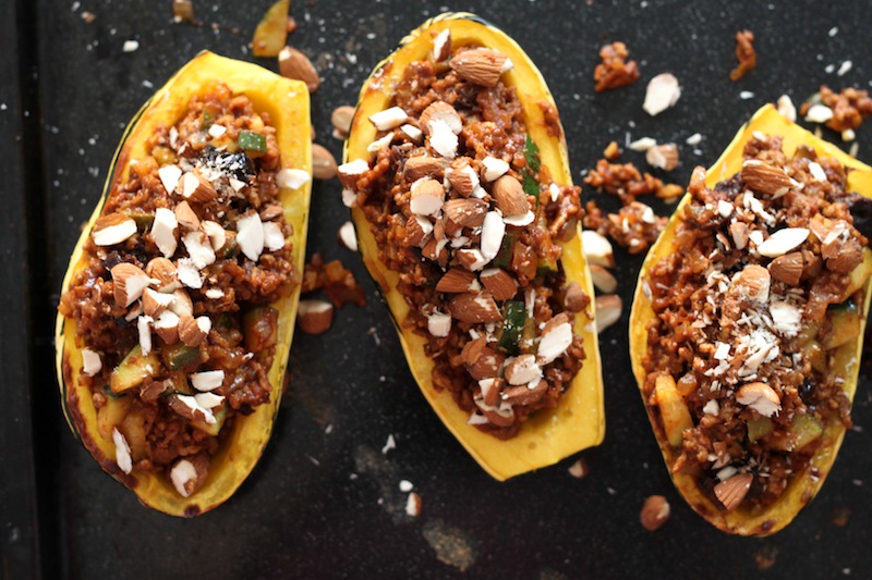 Stuffed delicata squash boats with almonds (Eat Me. Drink Me.)
