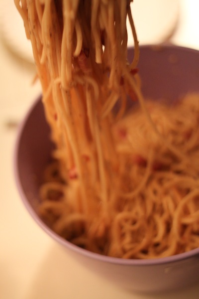 Professor Plum's spaghetti carbonara (Eat Me. Drink Me.)