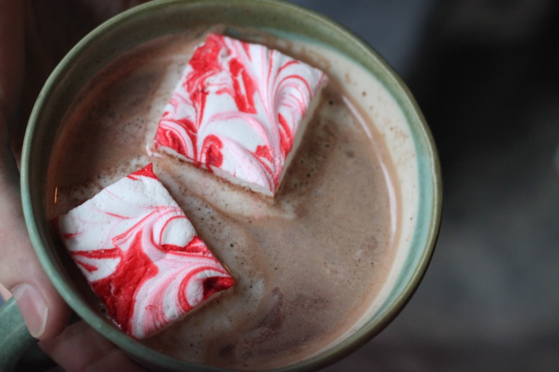 Peppermint marshmallows in hot chocolate (Eat Me. Drink Me.)