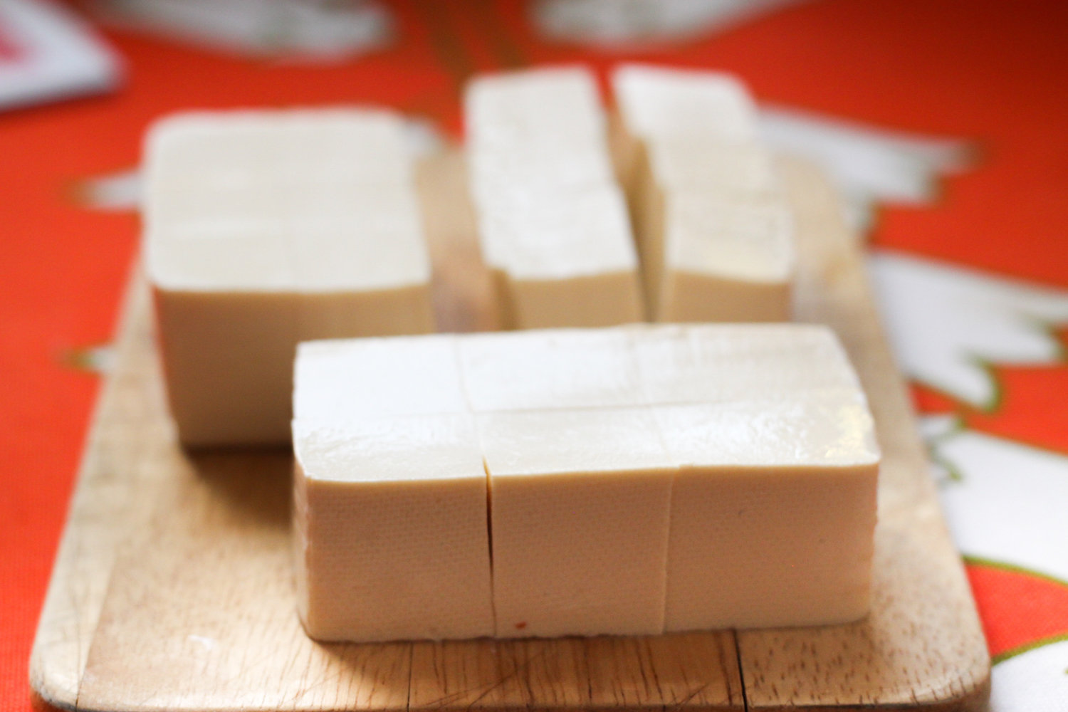 Blocks of tofu for black pepper tofu (Eat Me. Drink Me.)