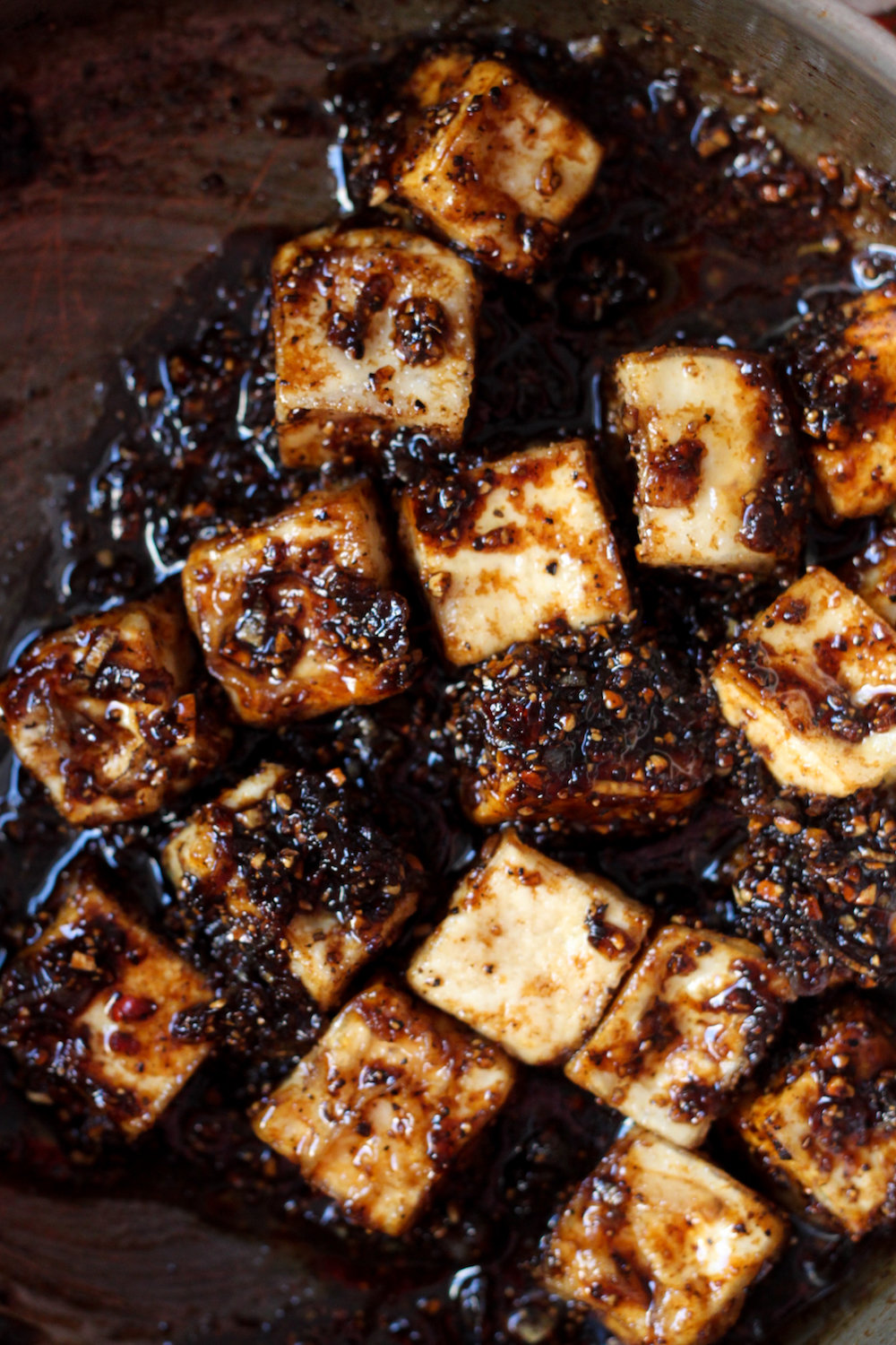 Tofu coated in black pepper sauce (Eat Me. Drink Me.)