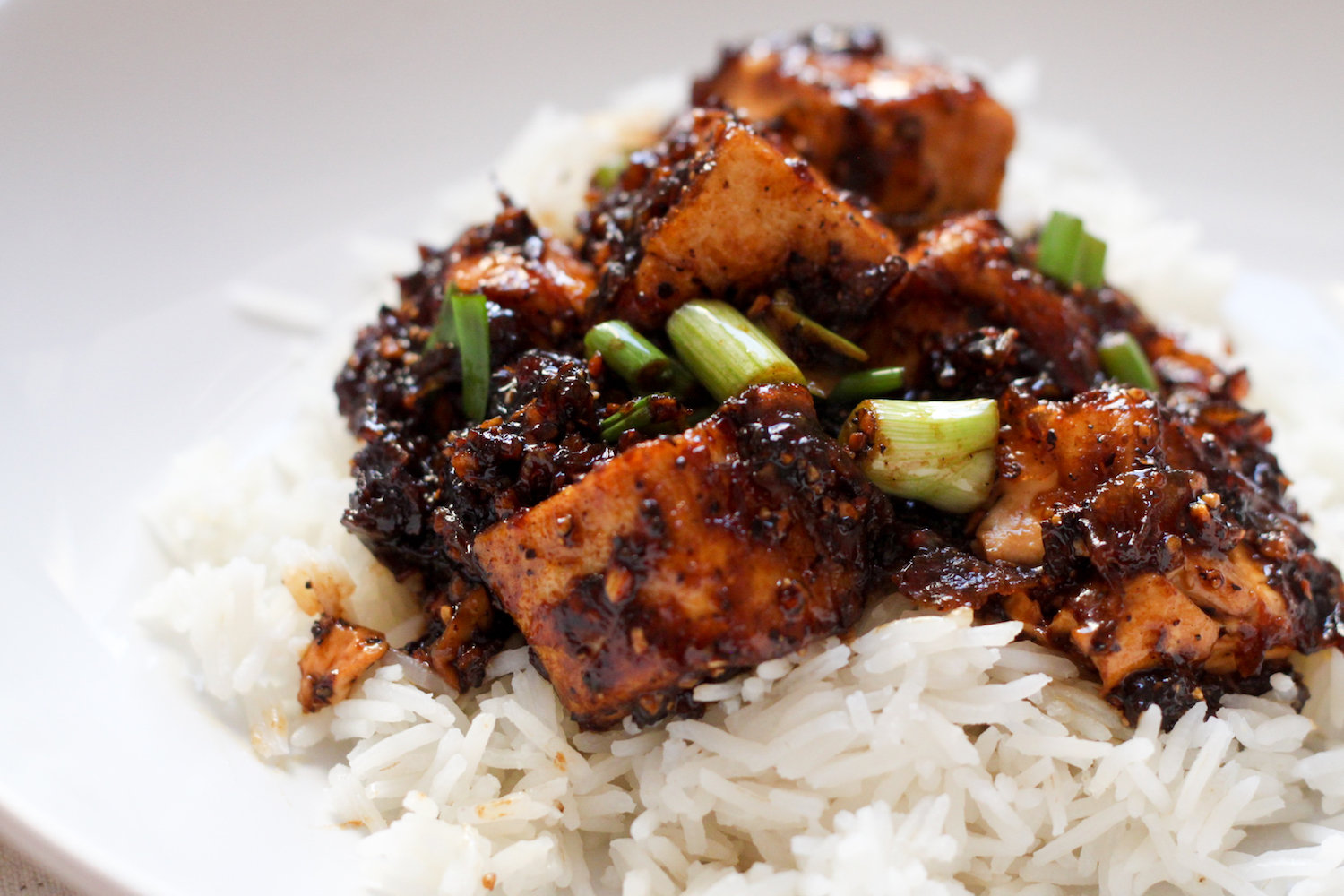Black pepper tofu with scallions (Eat Me. Drink Me.)