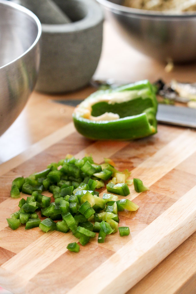 Diced green pepper (Eat Me. Drink Me.)